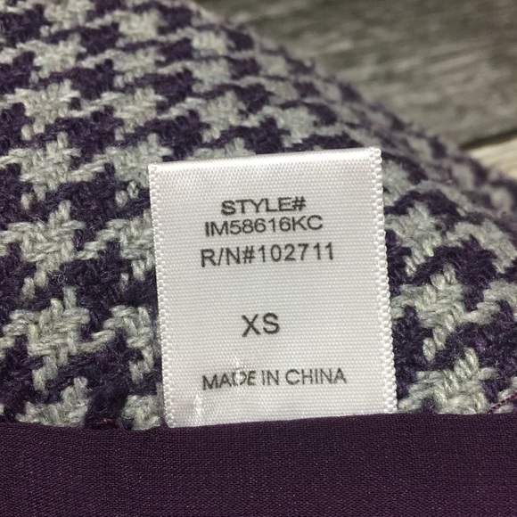 Gibson Houndstooth Plaid Blazer Women’s XS Gray Purple No Show Button - Picture 8 of 10